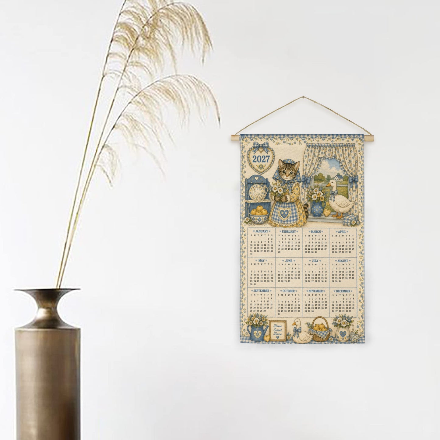 Babushka Meets Mother Goose 2027 Fabric Wall Calendar