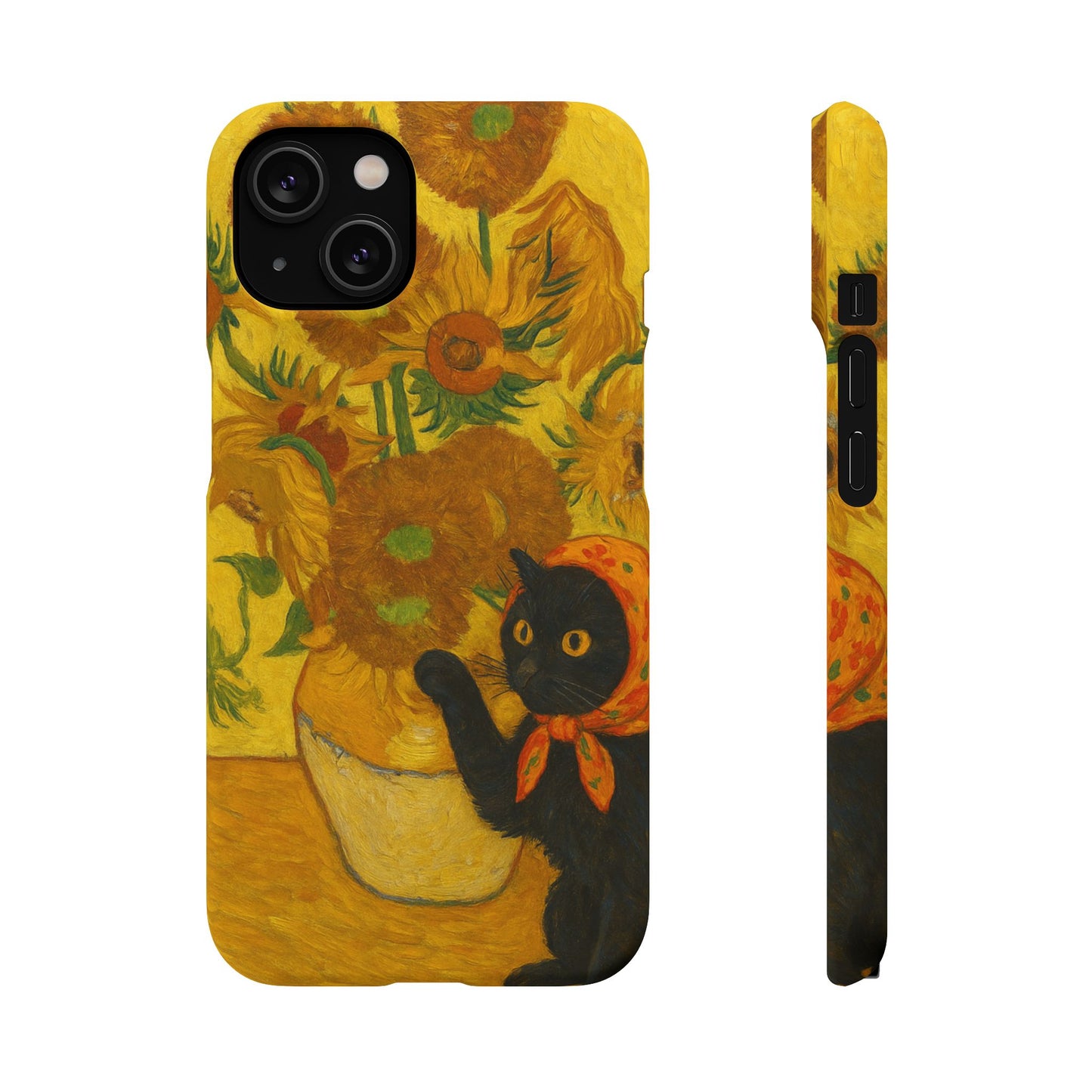 Babushka Cat Van Gogh Sunflowers Snap Phone Case