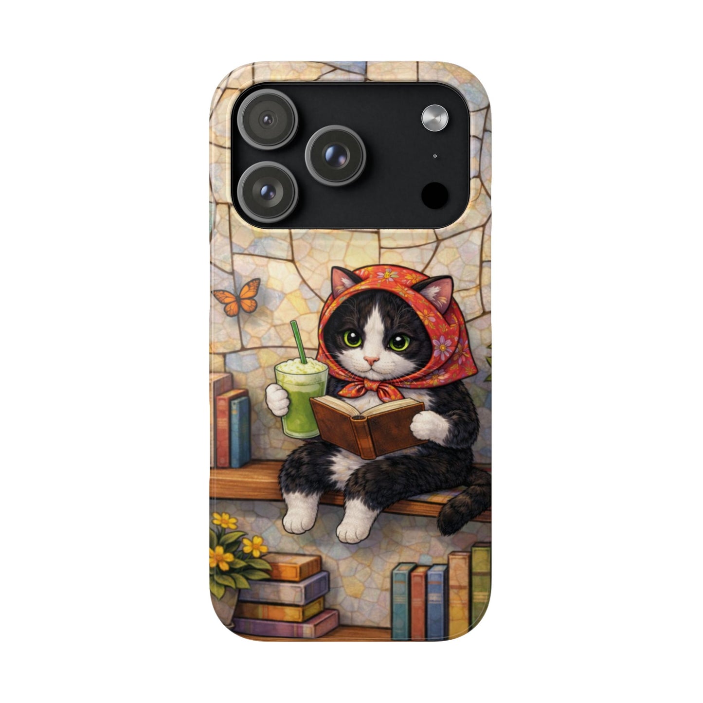 Babushka Cat Reads, Tuxedo Cat Literary Snap Phone Case