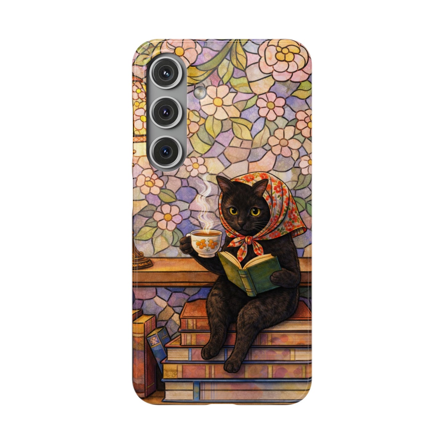 Babushka Cat Reads Artistic Literary Snap Phone Cases