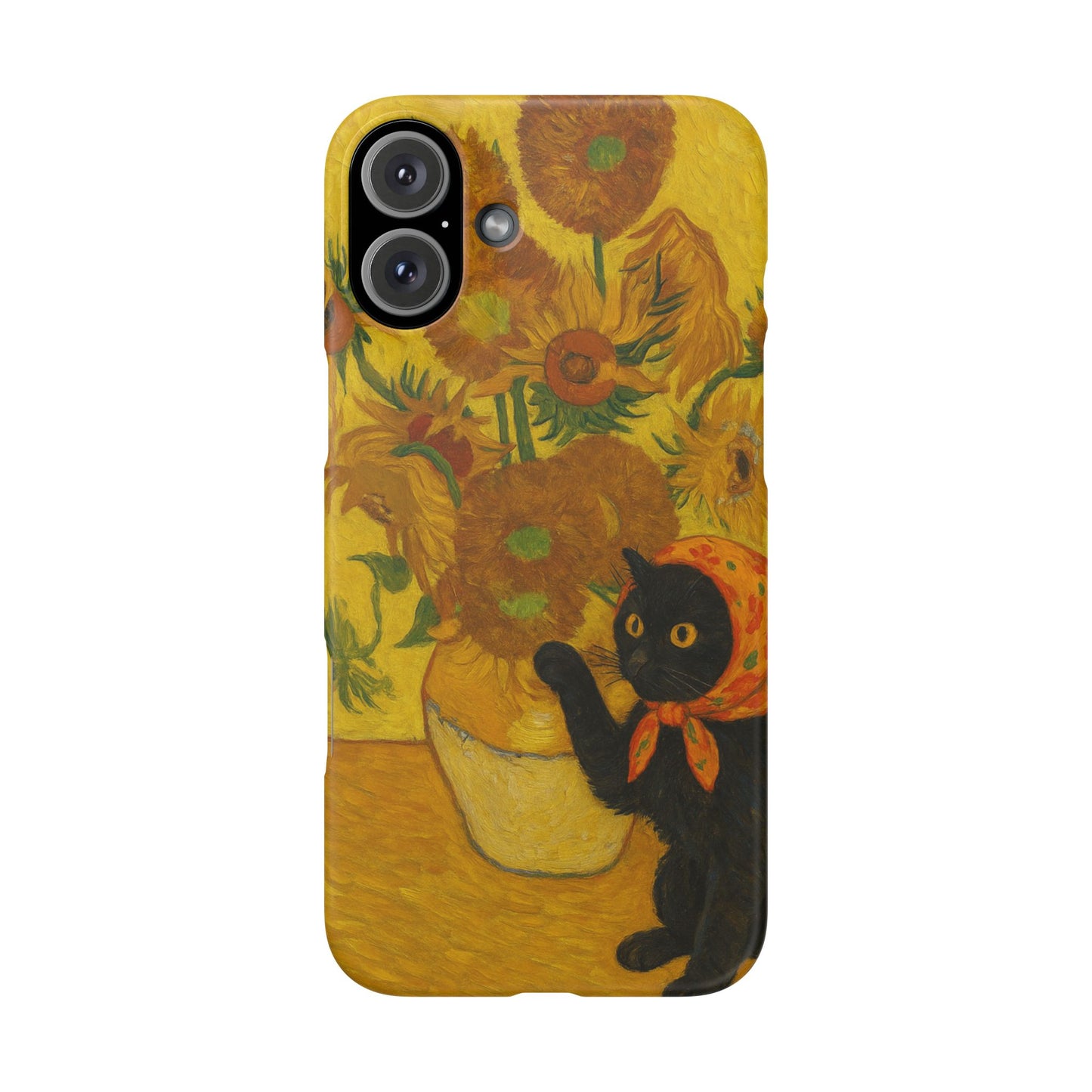 Babushka Cat Van Gogh Sunflowers Snap Phone Case