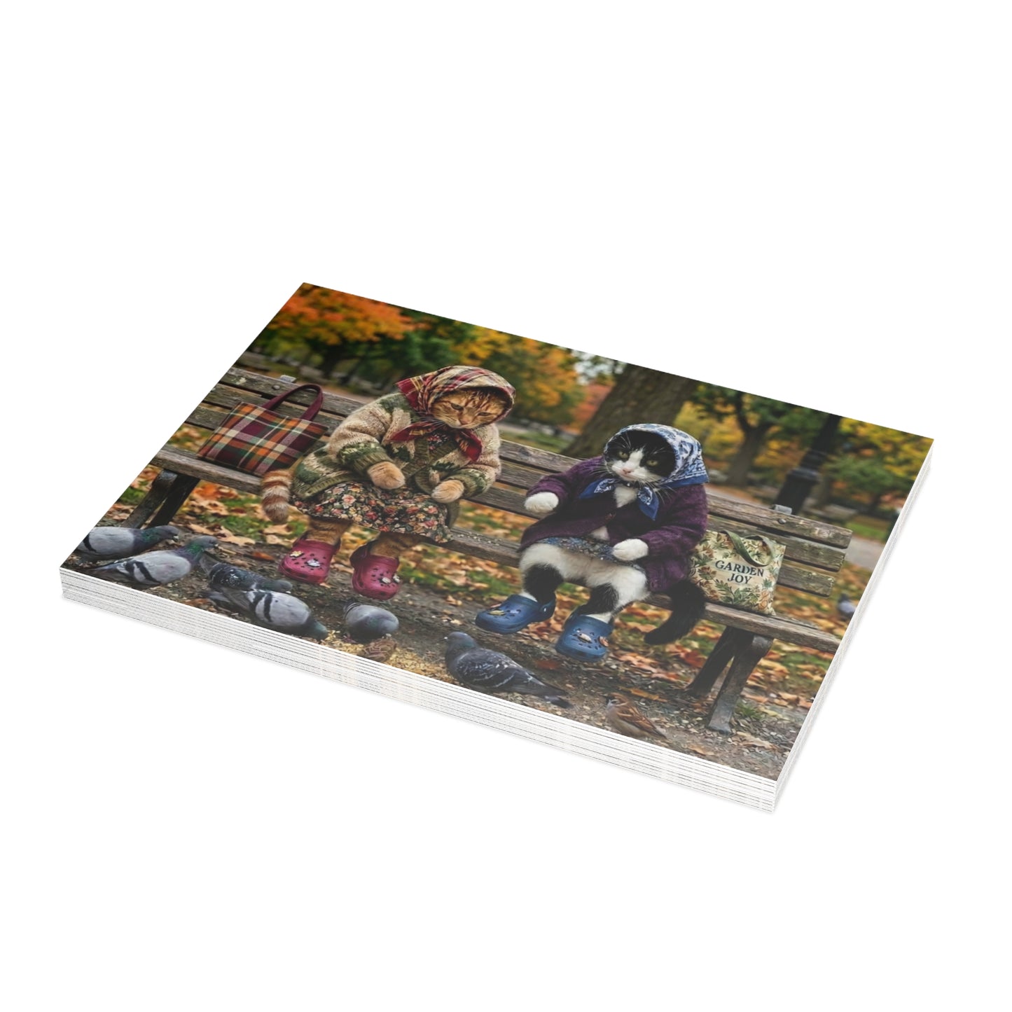 Babushka Cats Greeting Cards Set of 10-Blank Inside