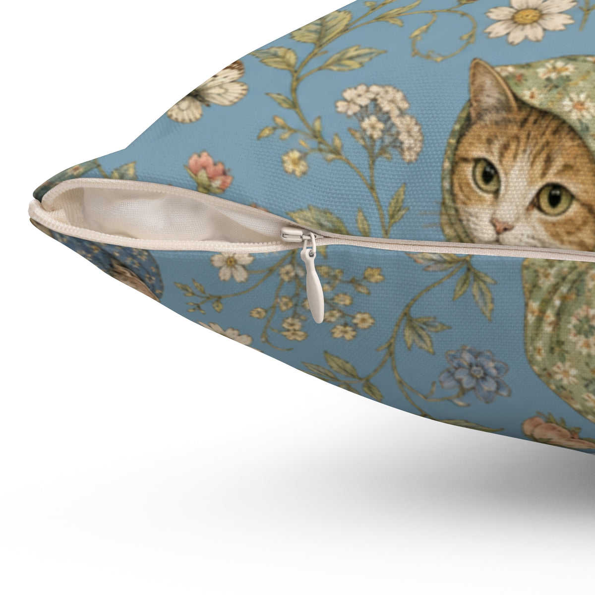 Babushka Cat Toile Deft Square Pillow