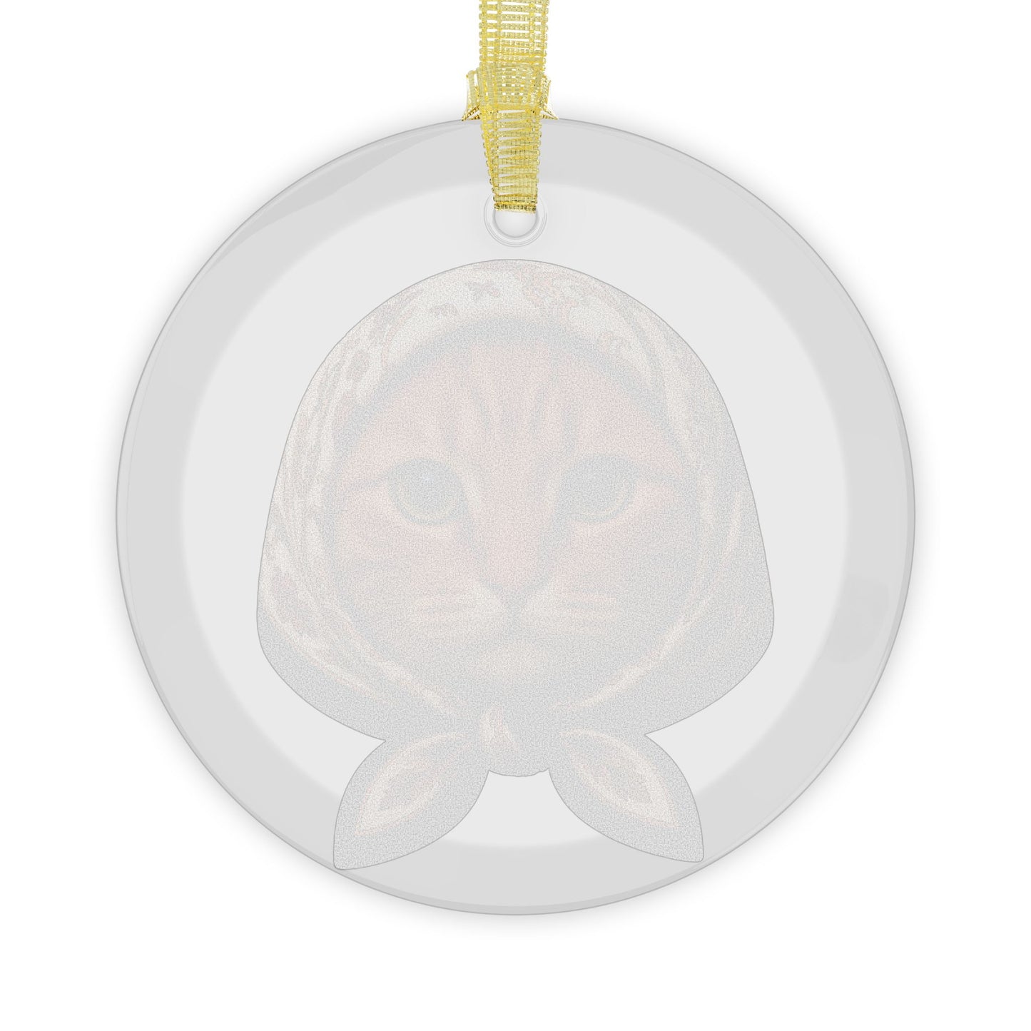 Babushka Orange Tabby Cat Glass Ornament