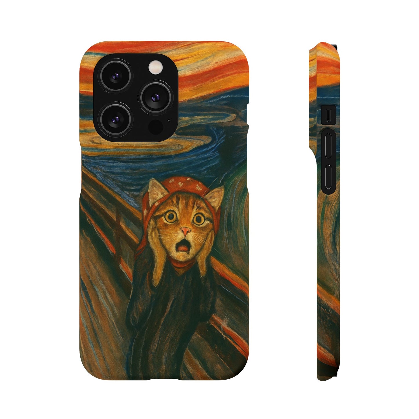 Babushka Cat x Edvard Munch The Scream Parody Art Snap Case