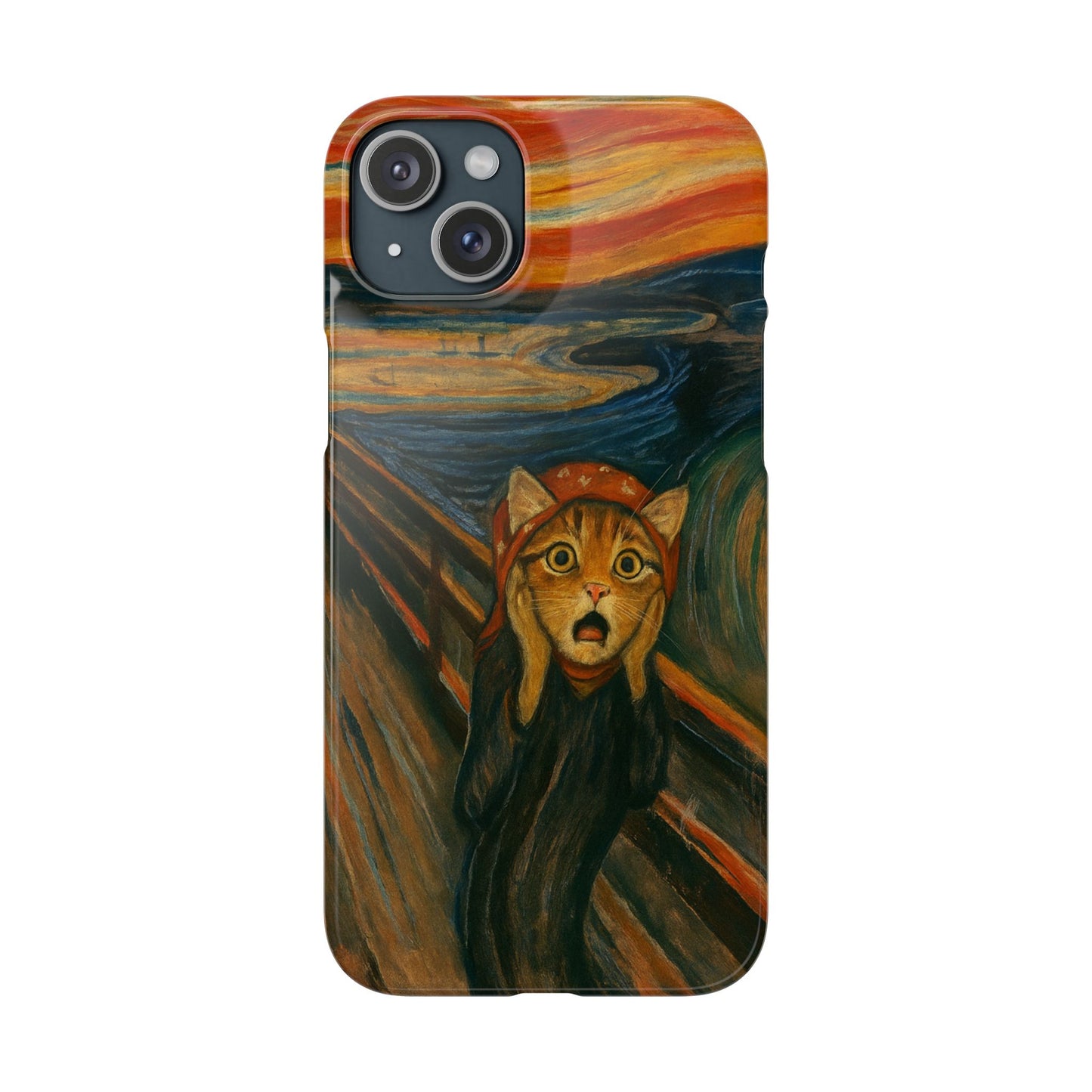 Babushka Cat x Edvard Munch The Scream Parody Art Snap Case