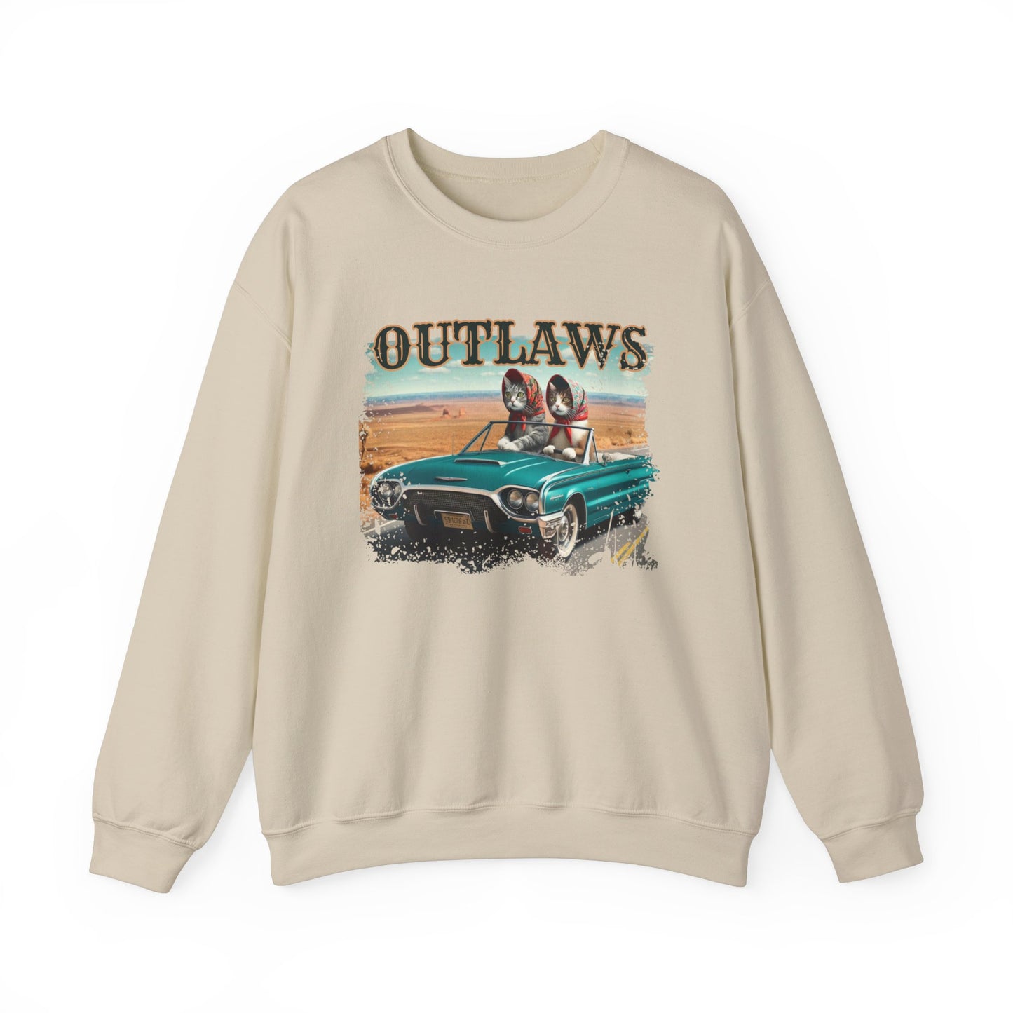 Babushka Cat Outlaws Unisex Heavy Blend™ Crewneck Sweatshirt