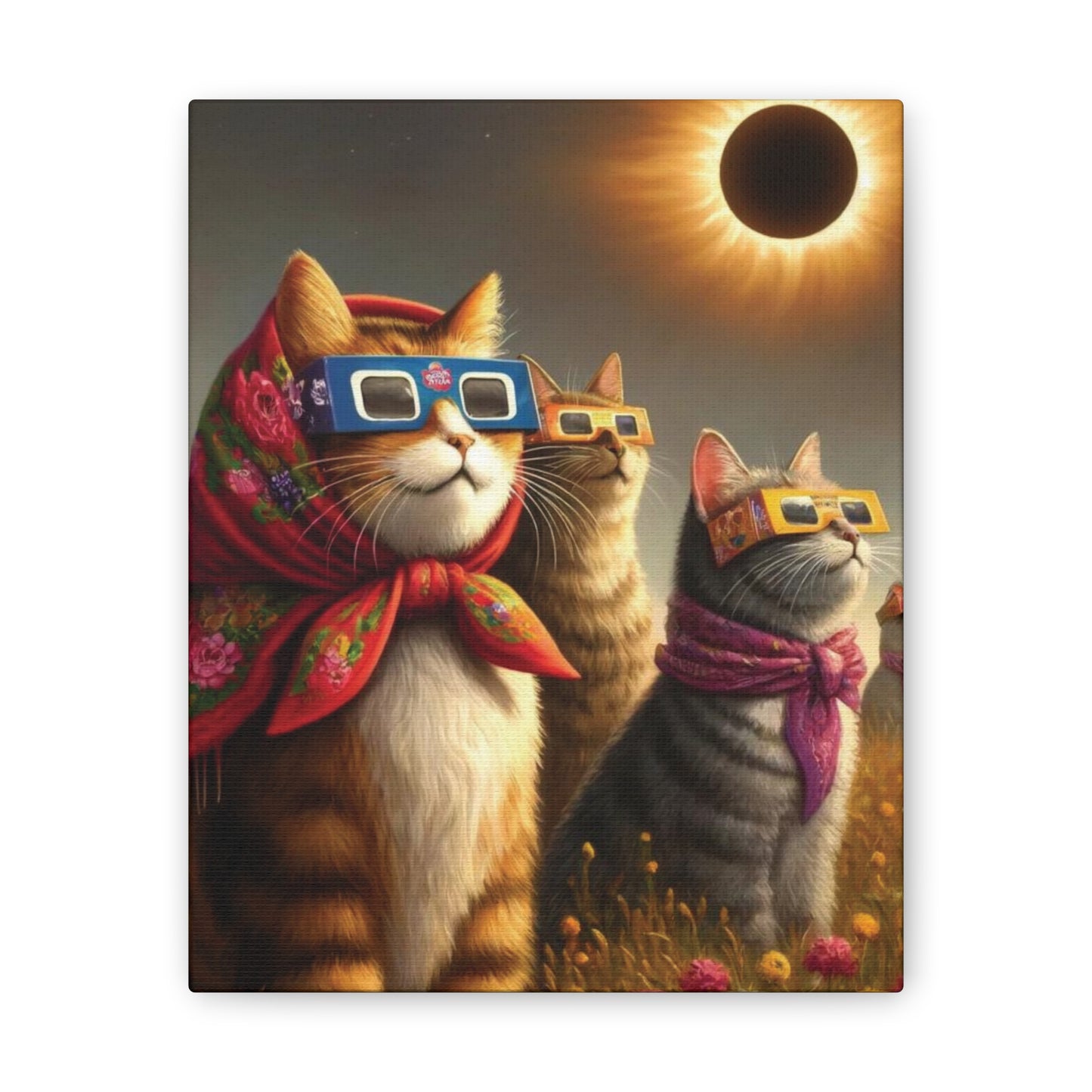 Babushka Cats Eclipse Watchers Wall Art