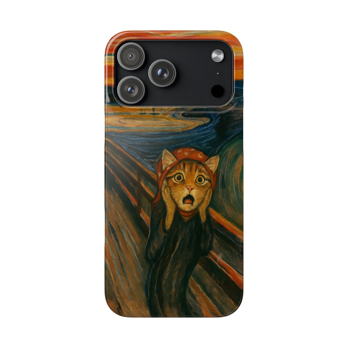 Babushka Cat x Edvard Munch The Scream Parody Art Snap Case