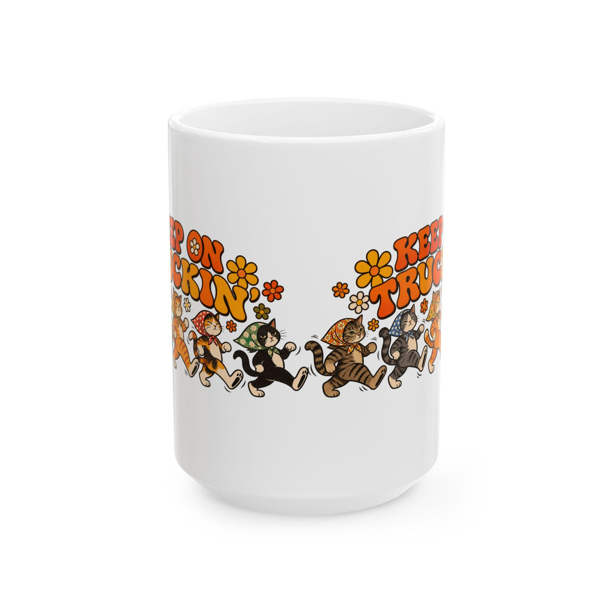 Keep on Truckin' Babushka Cat Ceramic Mug (2 sizes)