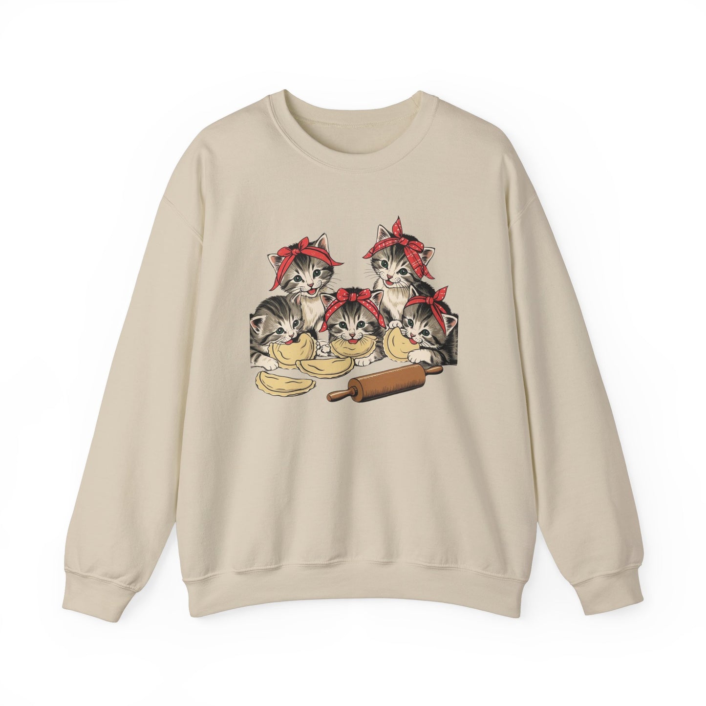 Pierogi Cats, Retro Kittens and Pierogi Crewneck Sweatshirt