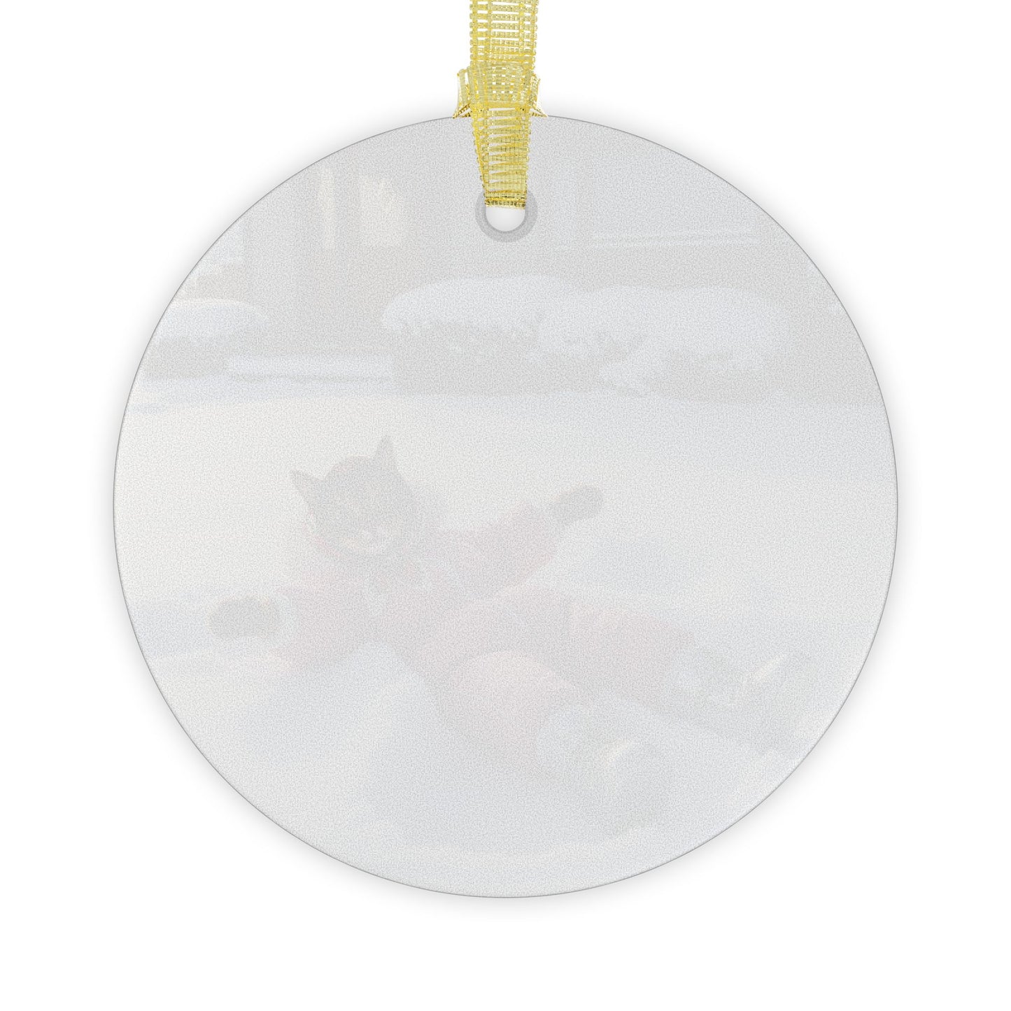 Babushka Cat Snow Angel Glass Ornament