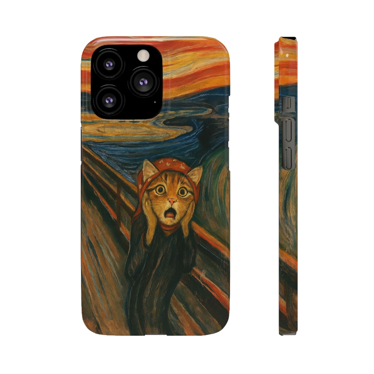 Babushka Cat x Edvard Munch The Scream Parody Art Snap Case