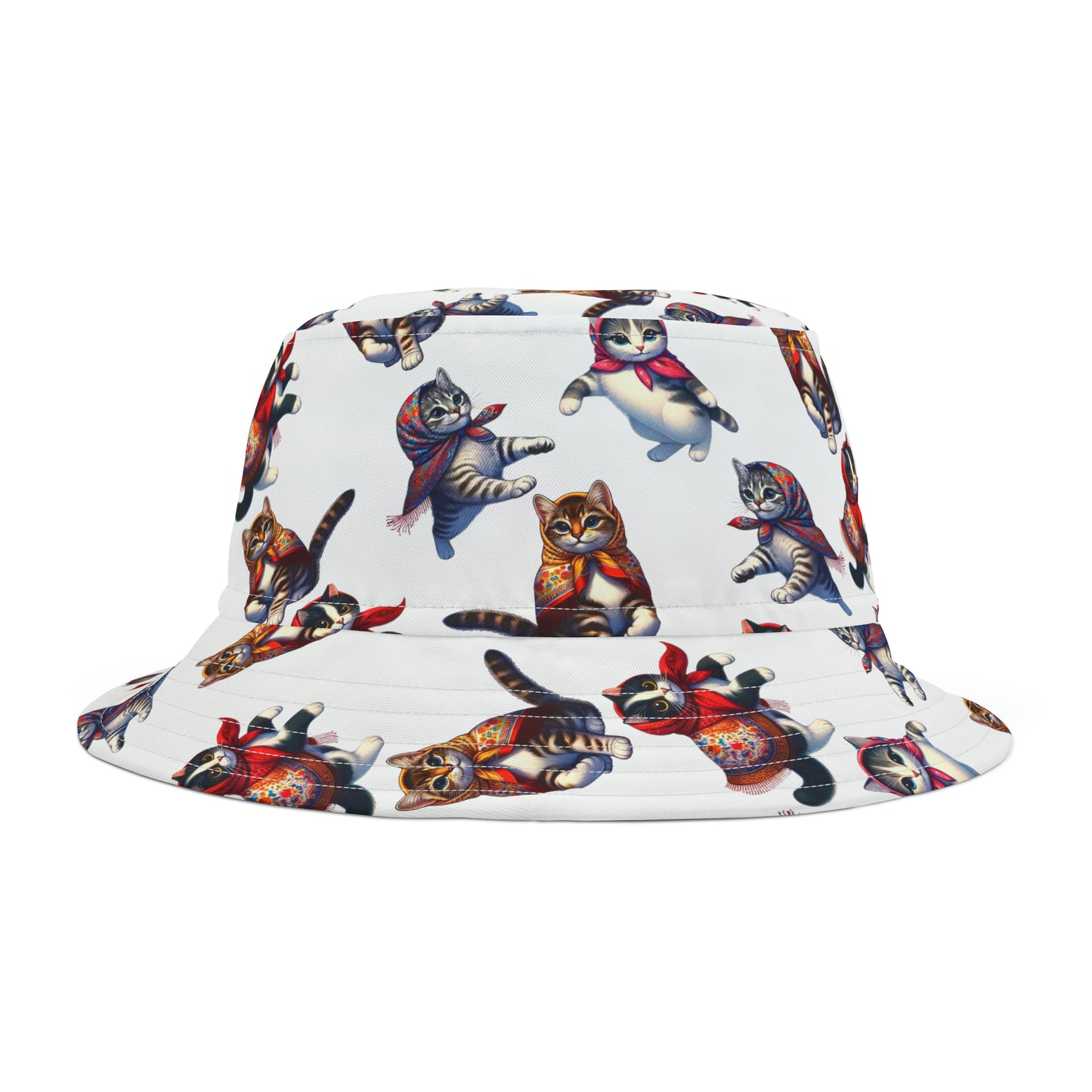 Polish Babushka Kitties/Cats Bucket Hat (AOP)