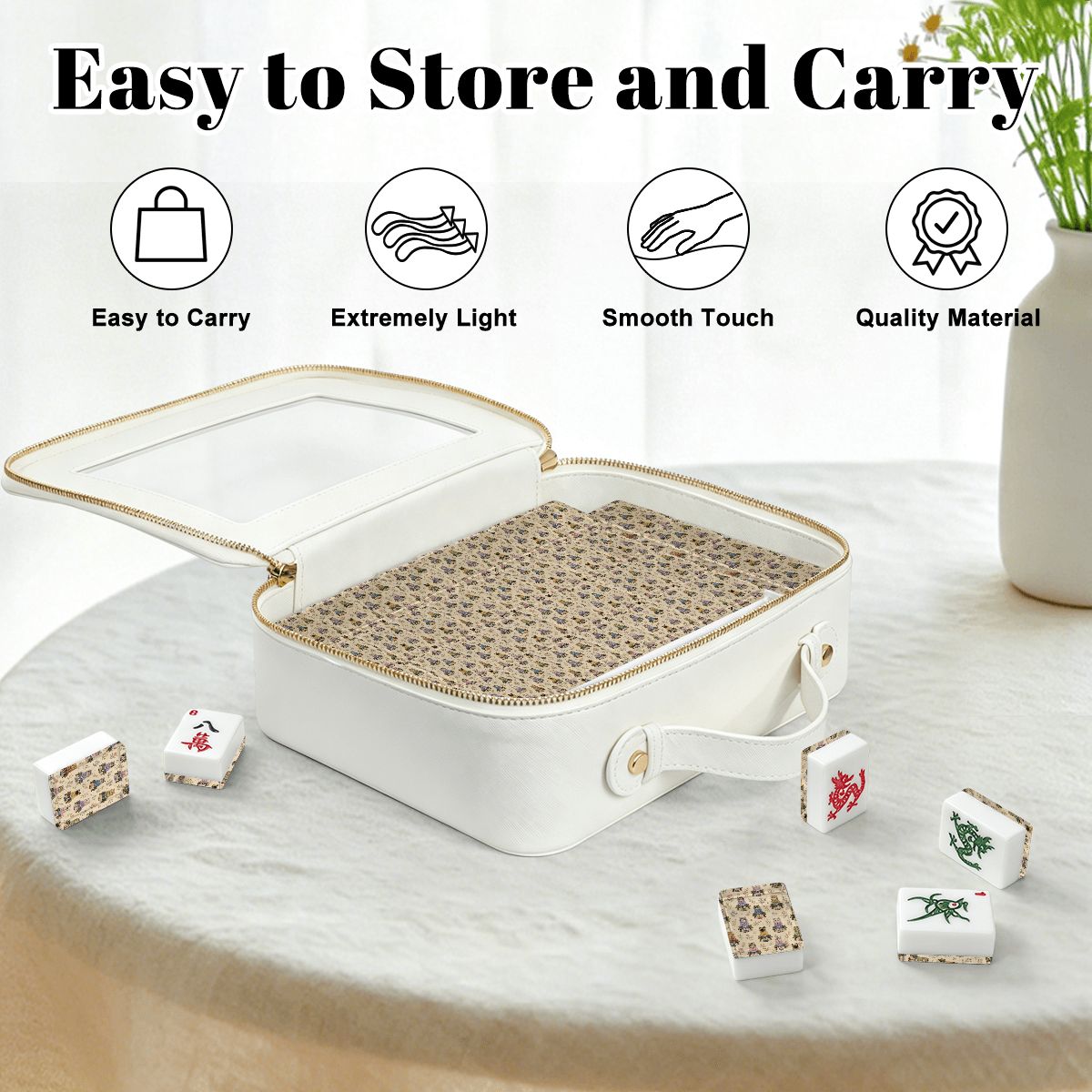 Babushka Cat Pretty on the Bench Floral Traditional American Mahjong Tile Set