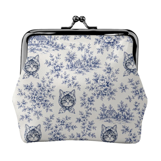 Babushka Cat Toile Design Kiss Lock Coin Purse