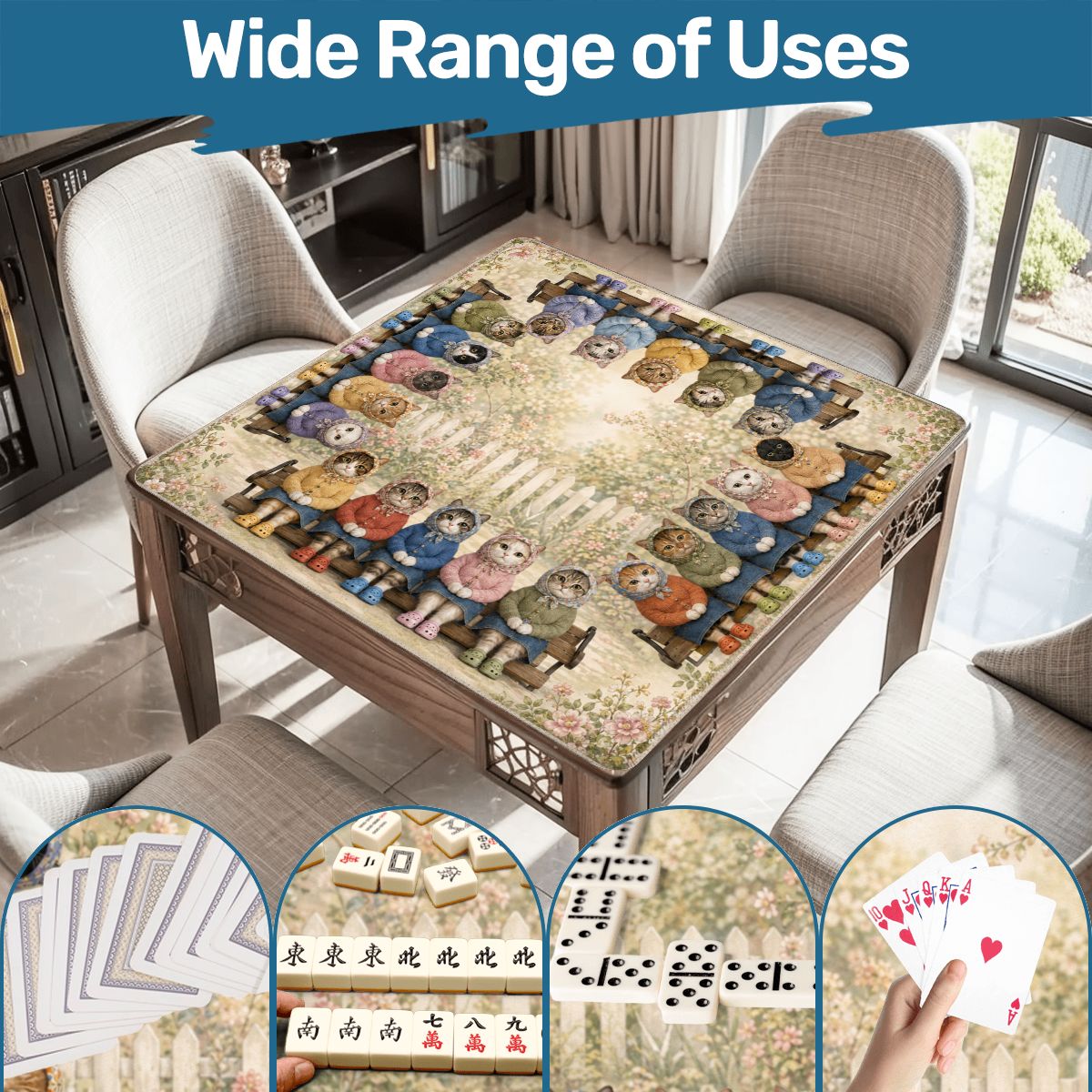 Babushka Cats Mahjong Mat – Park Bench Pretties-Ships Rolled Up