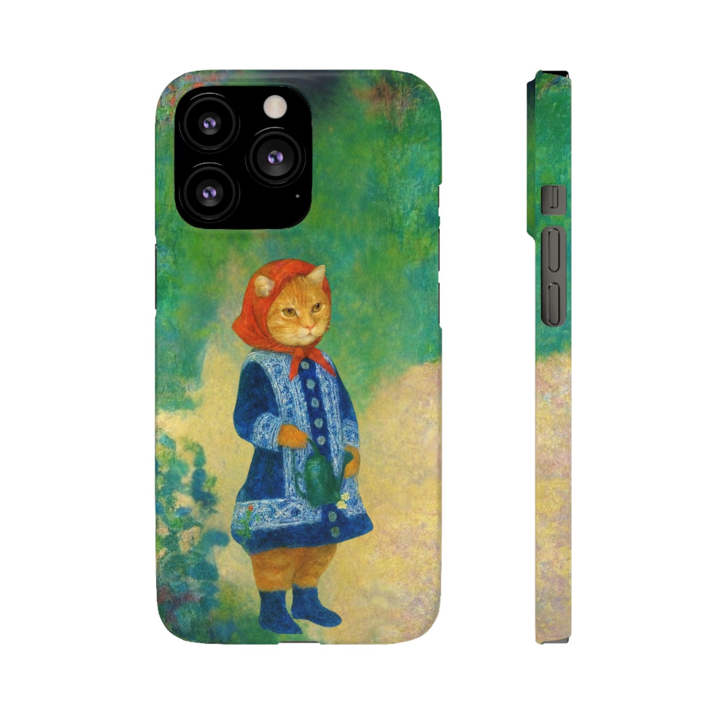 Babushka Cat With a Watering Can x Renoir Funny Art  Slim Phone Case