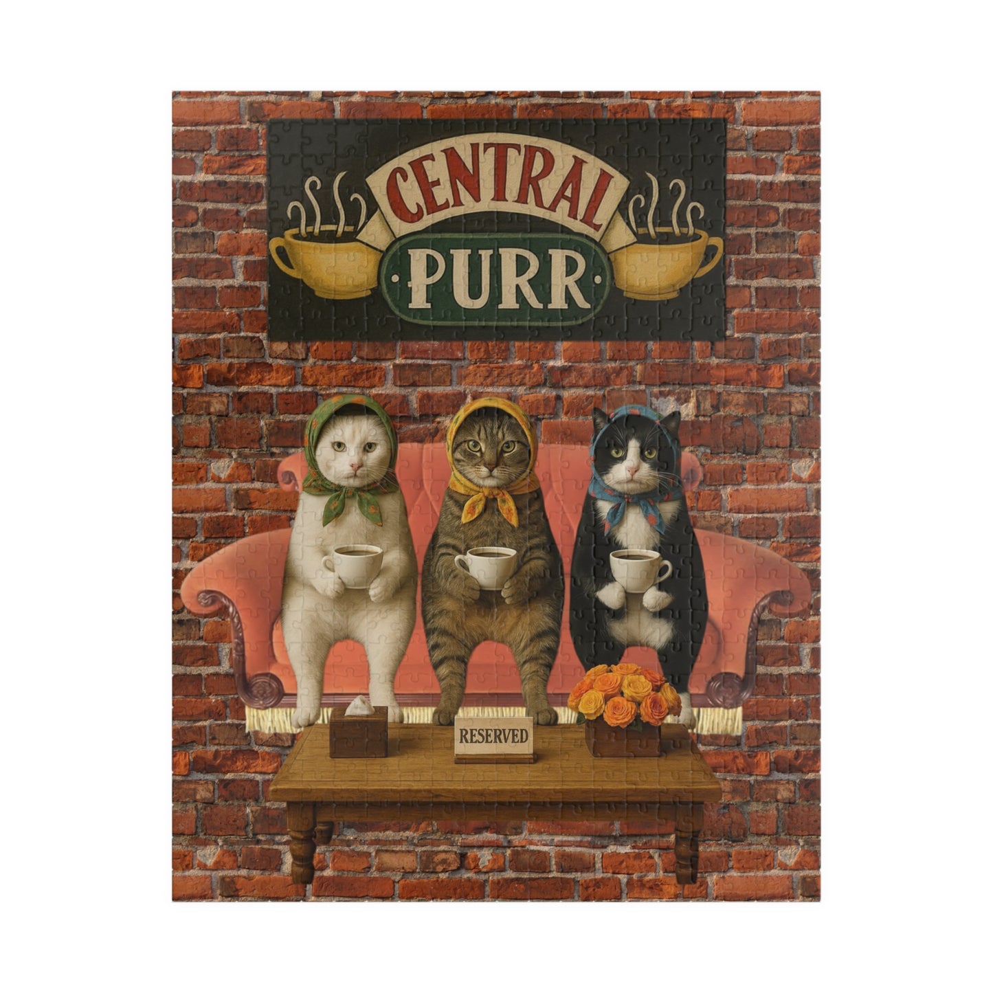 Babushka Cat Coffee Shop Friends Puzzle (520 Piece)