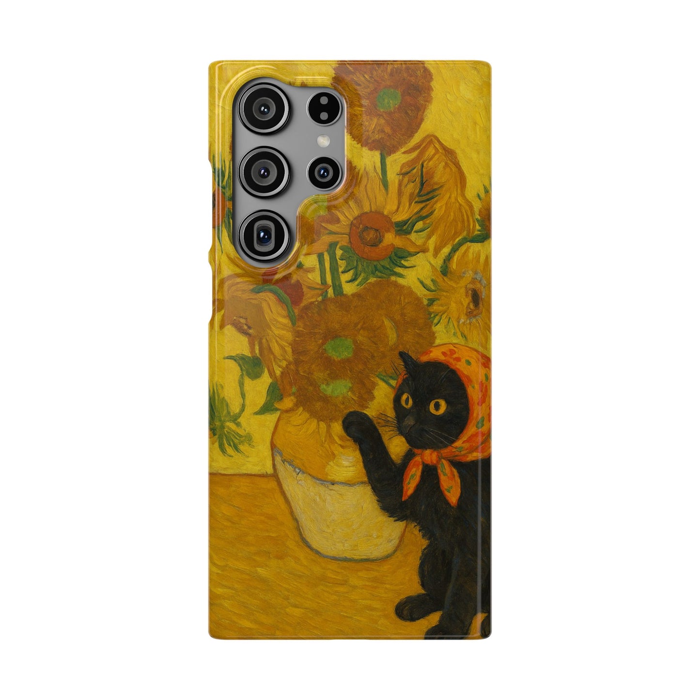 Babushka Cat Van Gogh Sunflowers Snap Phone Case