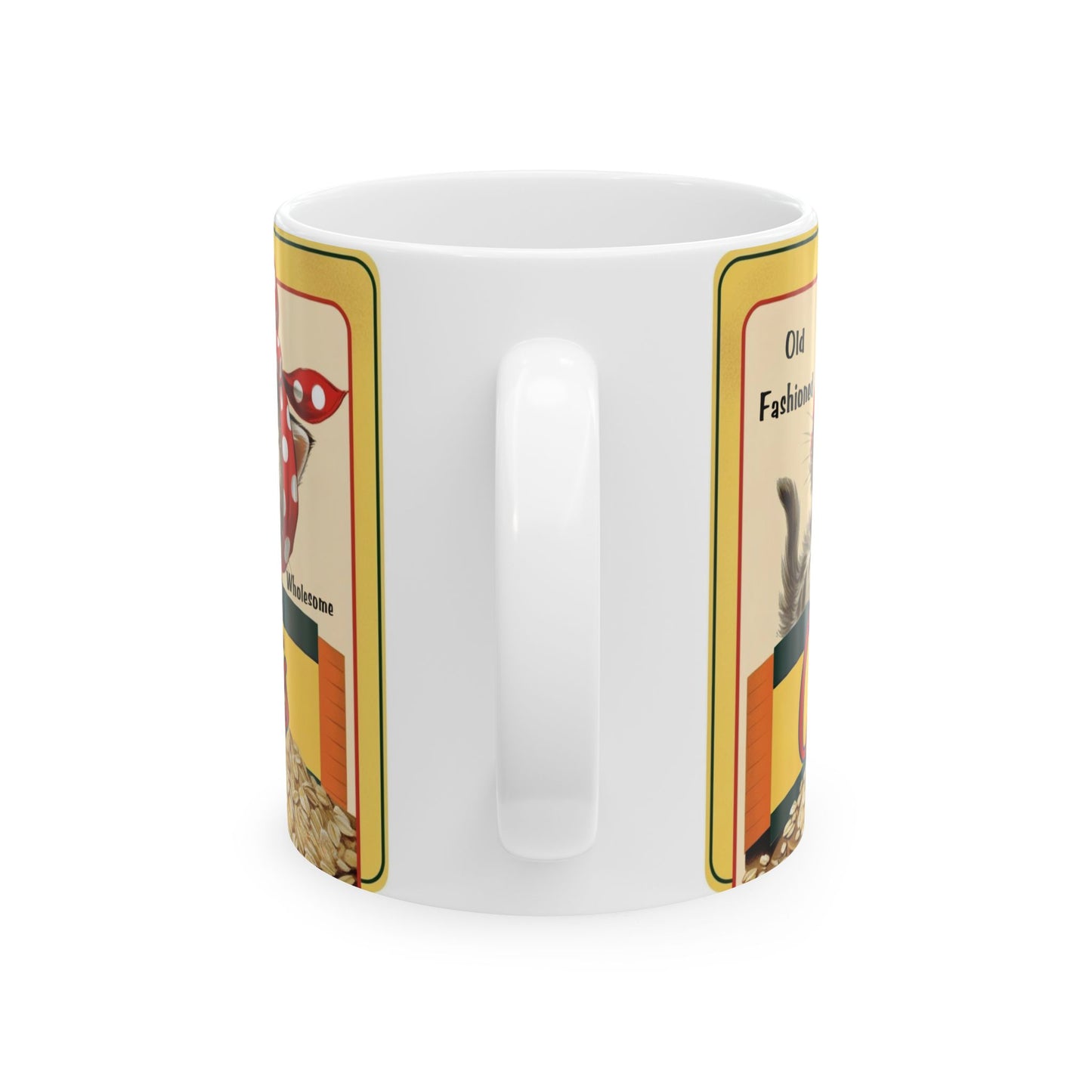 Vintage Kitten Oats Ad Style Ceramic Mug (11oz, 15oz)