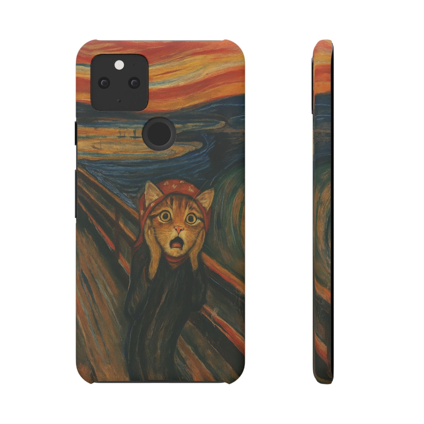Babushka Cat x Edvard Munch The Scream Parody Art Snap Case