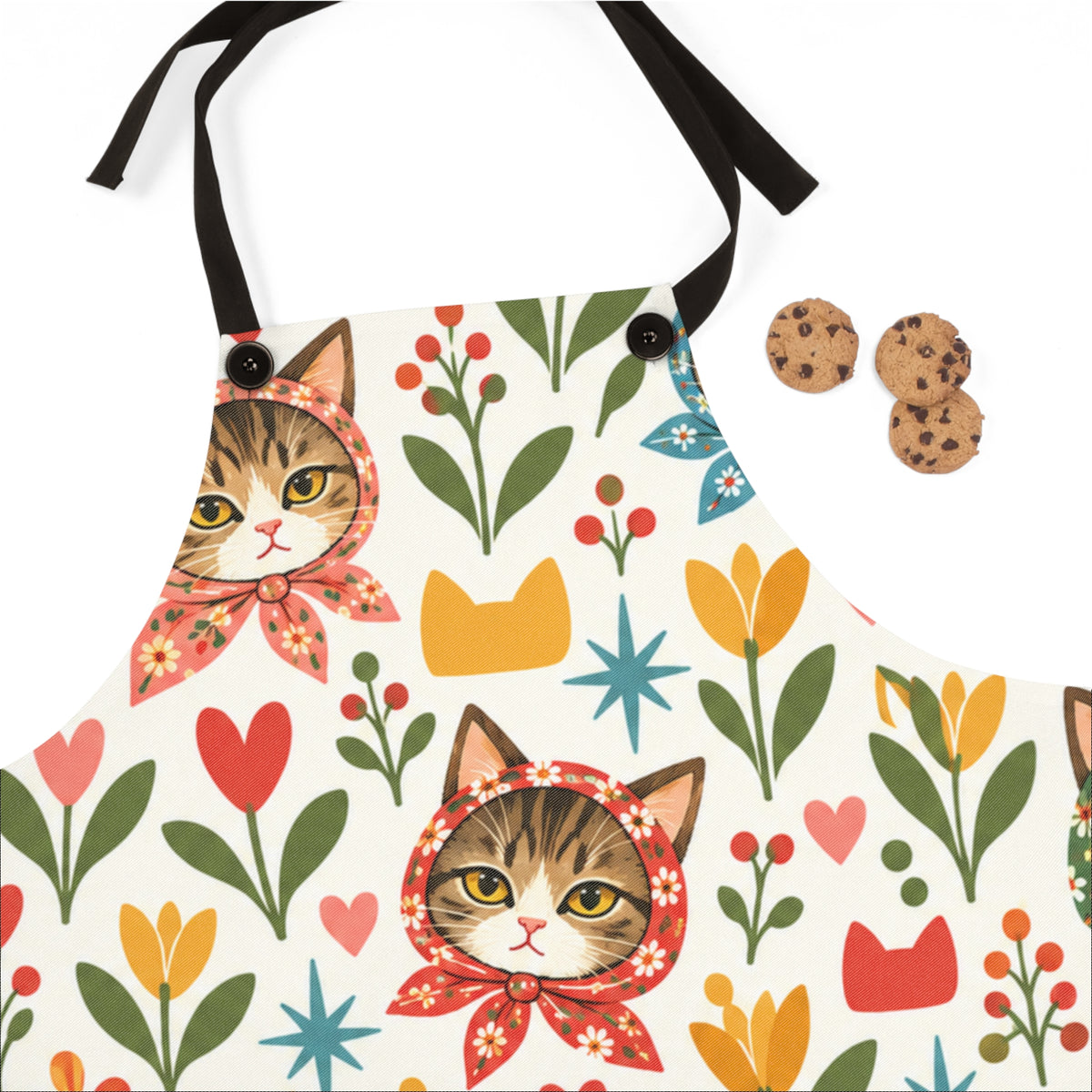 Babushka Cats Kitschy Cat Lover Apron (AOP)