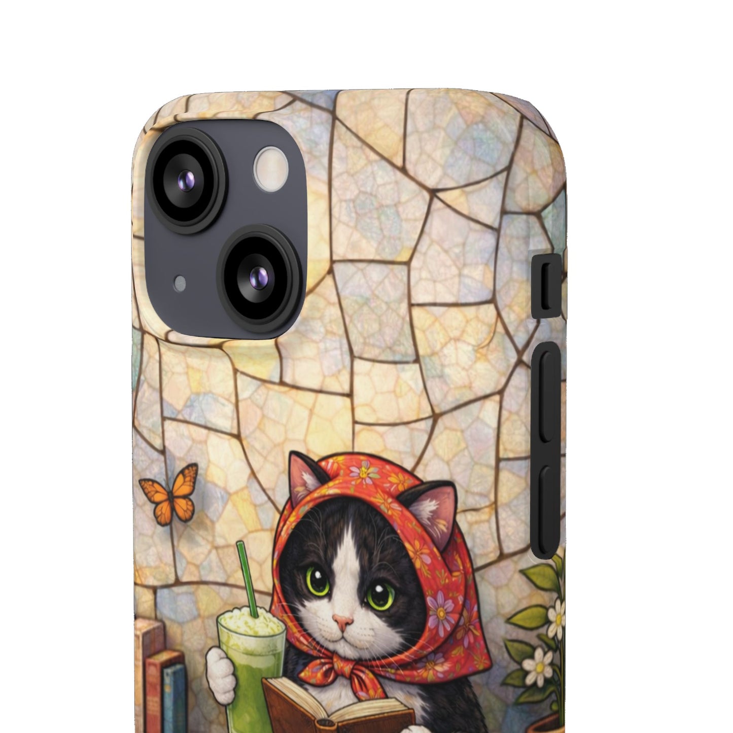 Babushka Cat Reads, Tuxedo Cat Literary Snap Phone Case