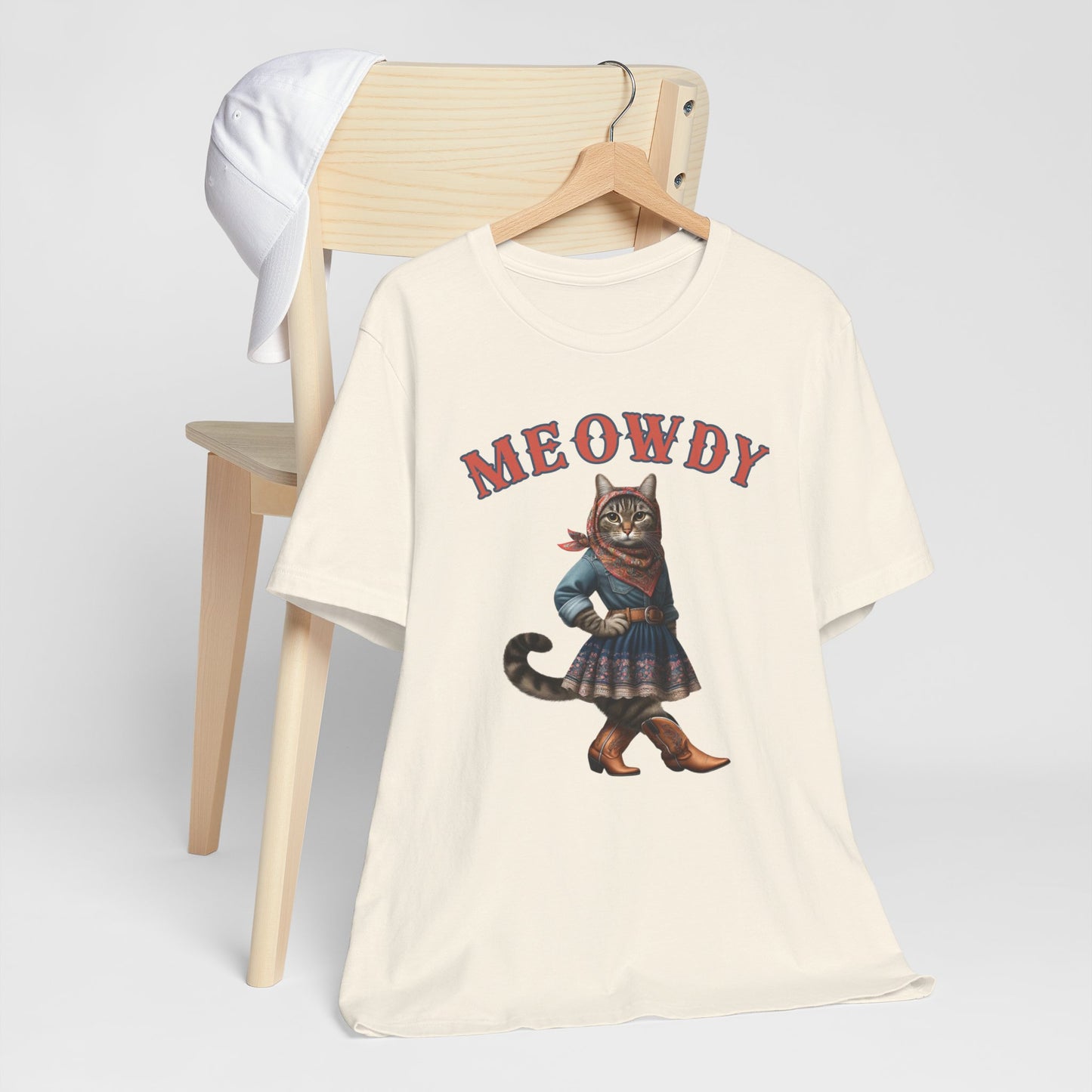 Babushka Cat Goes Country, Tabby Cowgirl Unisex Jersey Short Sleeve Tee