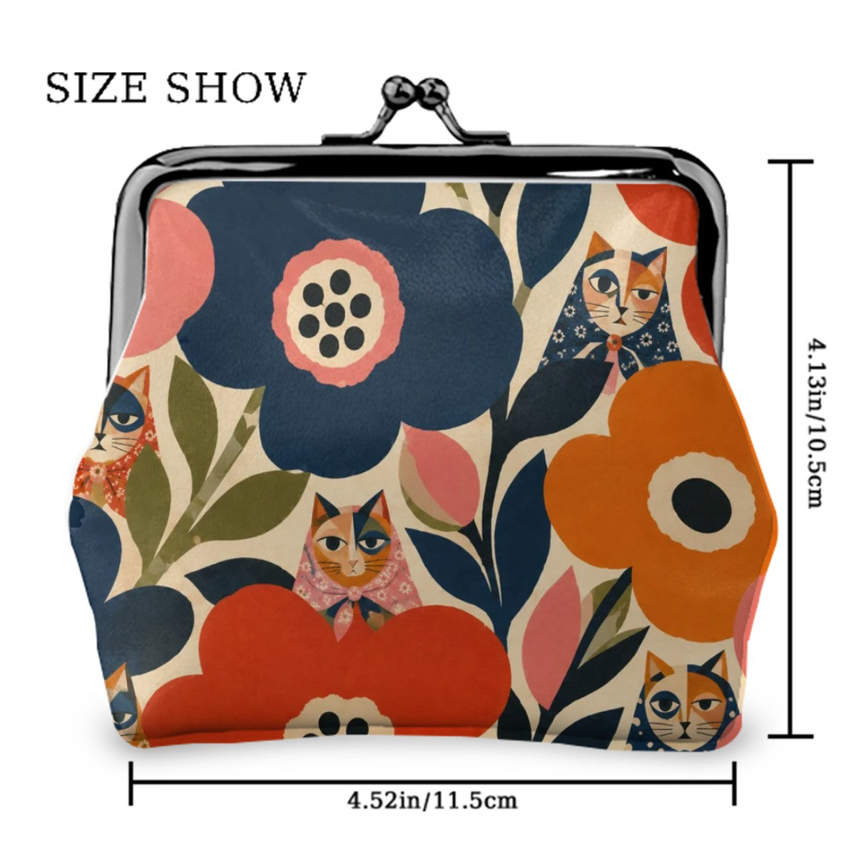 Babushka Cat Funky Flower Girl Kisslock Coin Purse