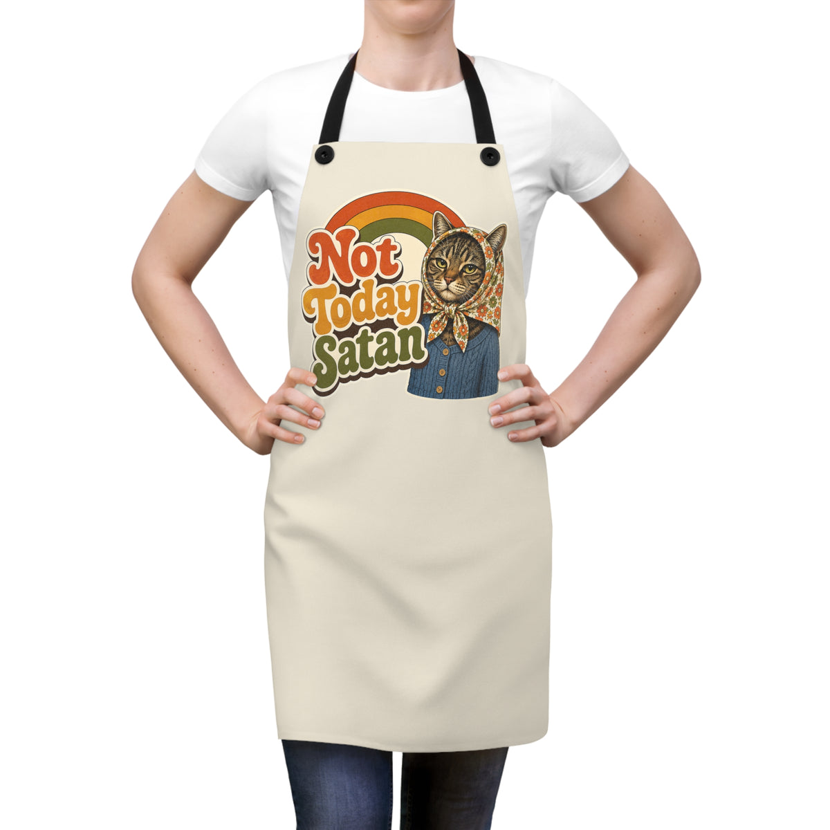 Babushka Cat-Not Today Satan Funny Cat Lover Apron&nbsp;