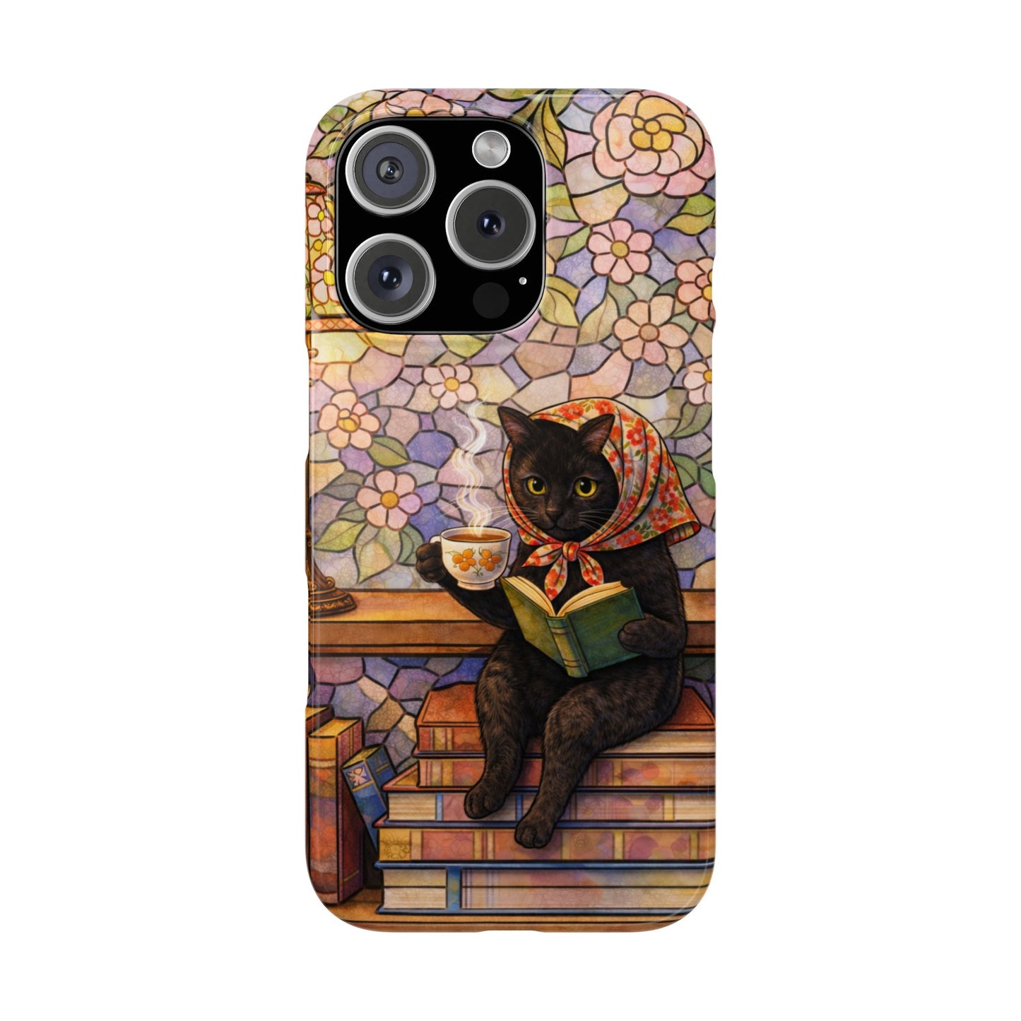 Babushka Cat Reads Artistic Literary Snap Phone Cases