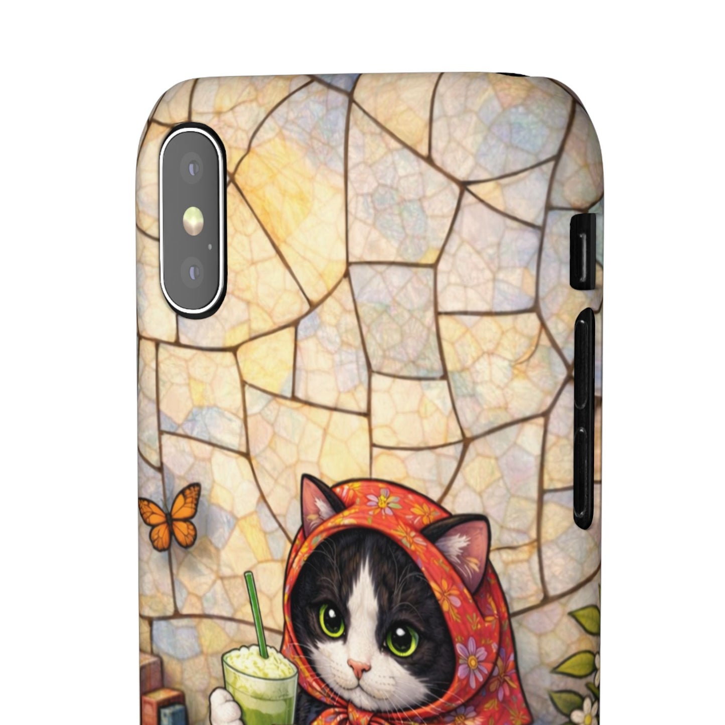 Babushka Cat Reads, Tuxedo Cat Literary Snap Phone Case