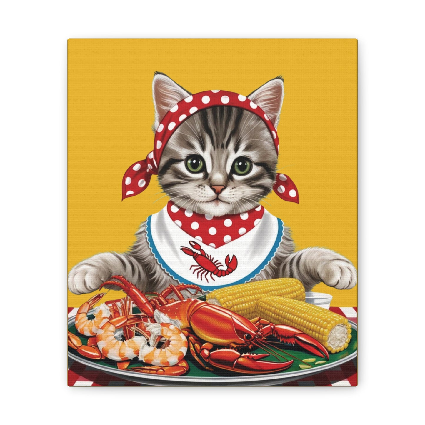 Kitten Low Country Seafood Boil Design, Kitschy Kitten Art