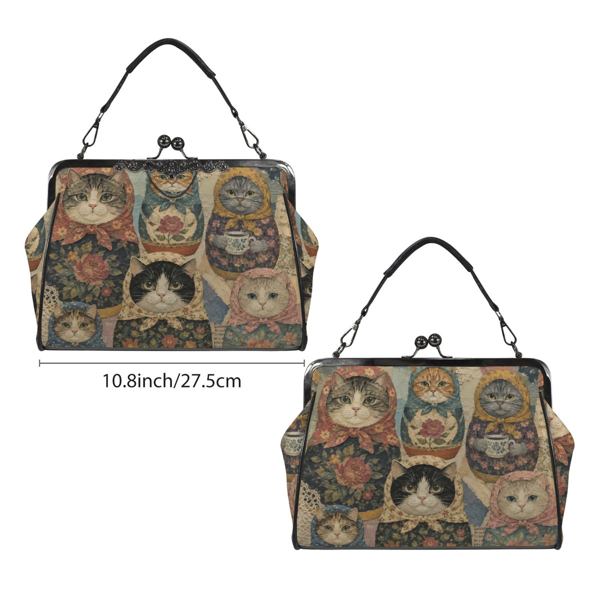 Babushkatroyshka Cat Collage Kisslock Bag
