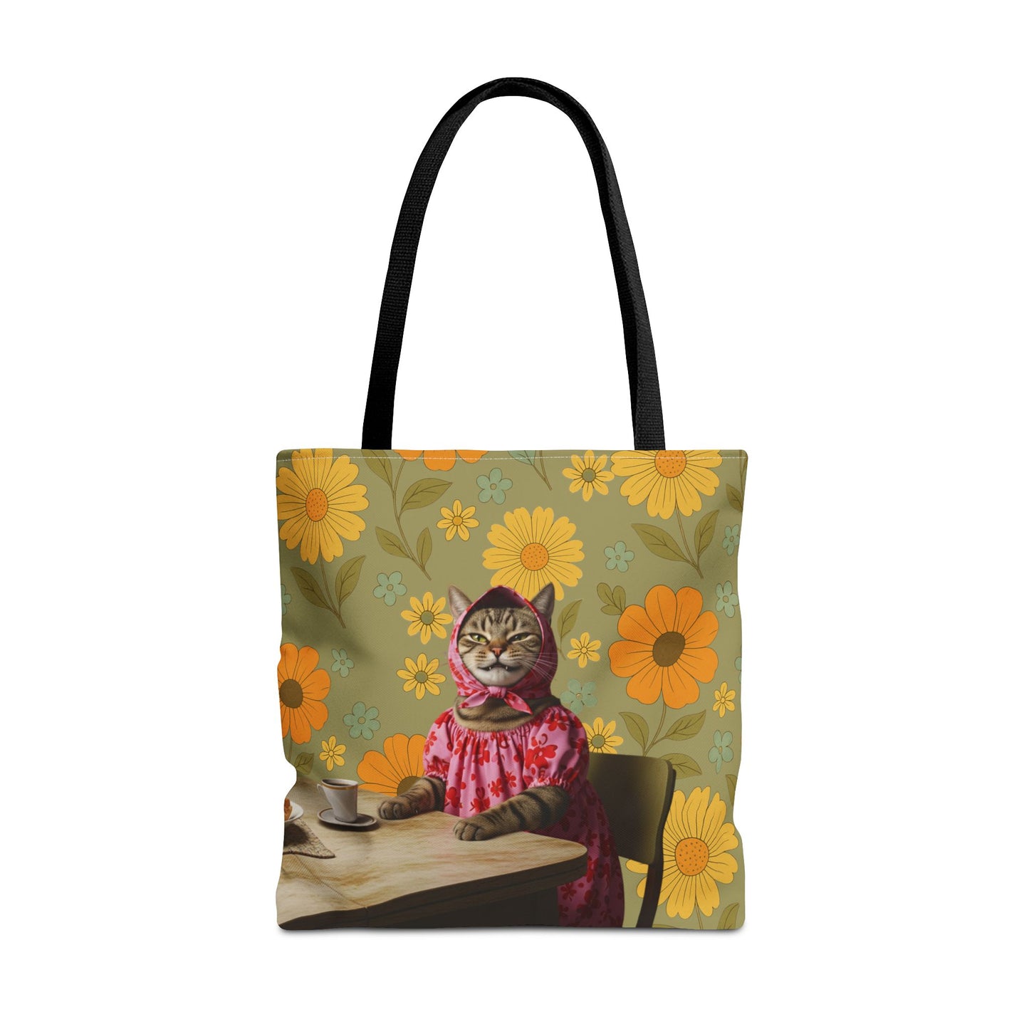 Babushka Cat Retro Style Kitschy Tote Bag (AOP)
