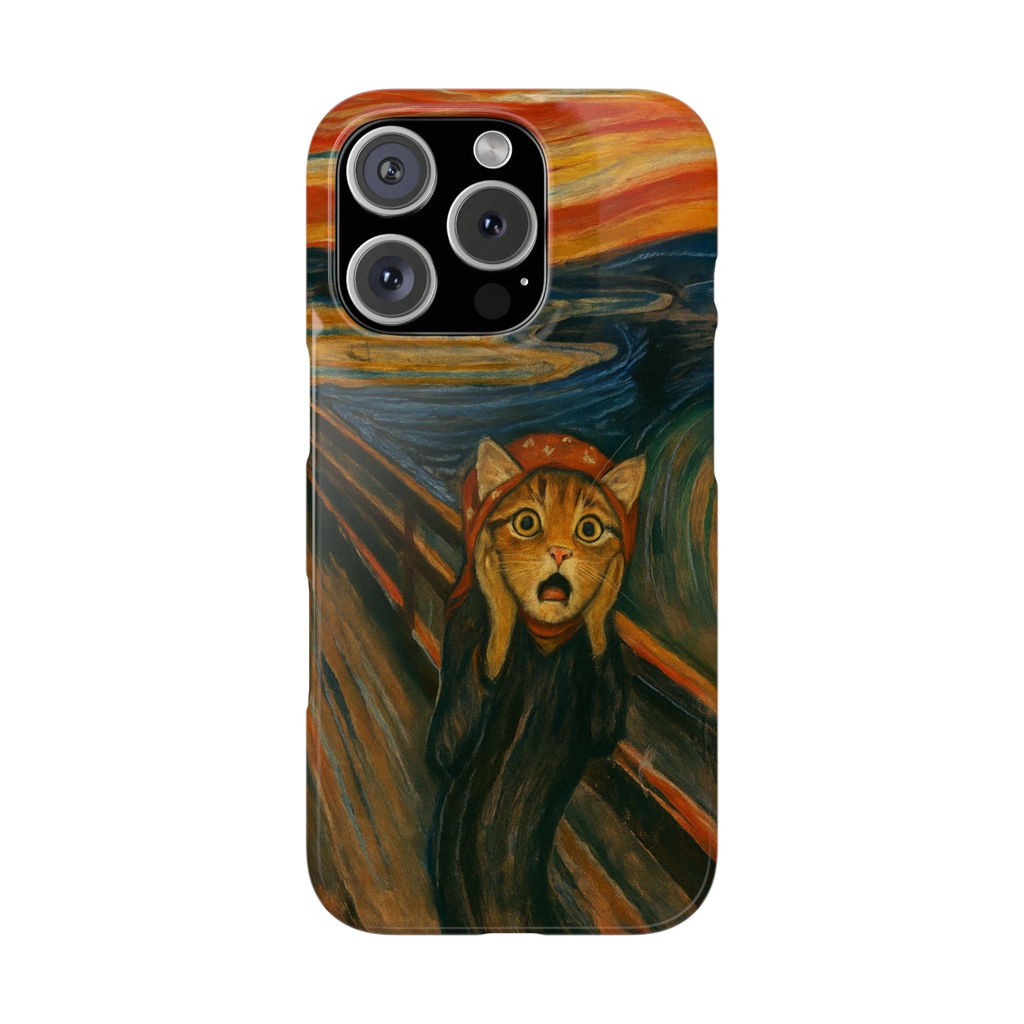 Babushka Cat x Edvard Munch The Scream Parody Art Snap Case