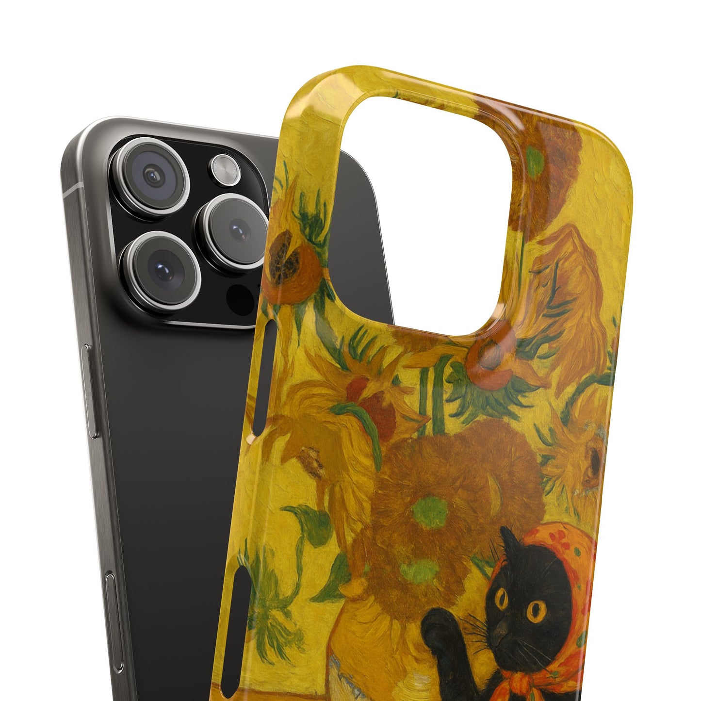 Babushka Cat Van Gogh Sunflowers Snap Phone Case
