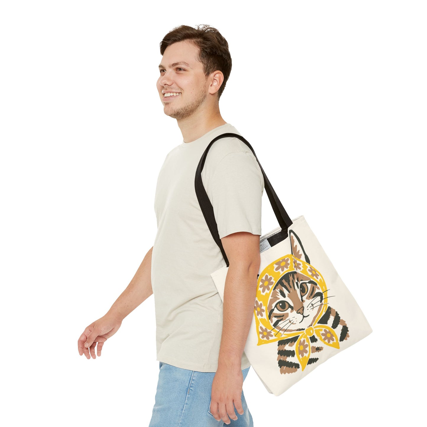 Babushka Cat, Tabby Cat Tote Bag (AOP)