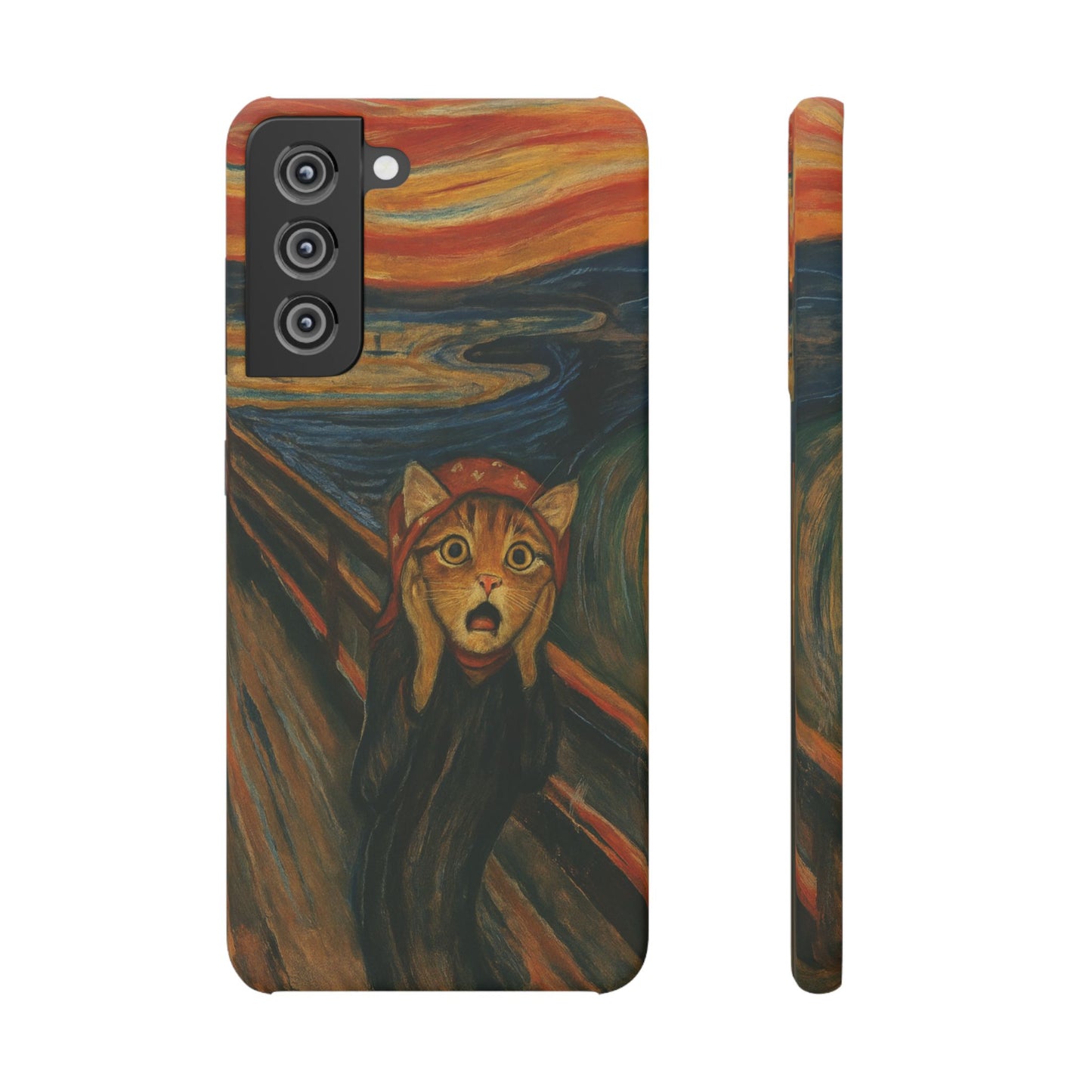 Babushka Cat x Edvard Munch The Scream Parody Art Snap Case