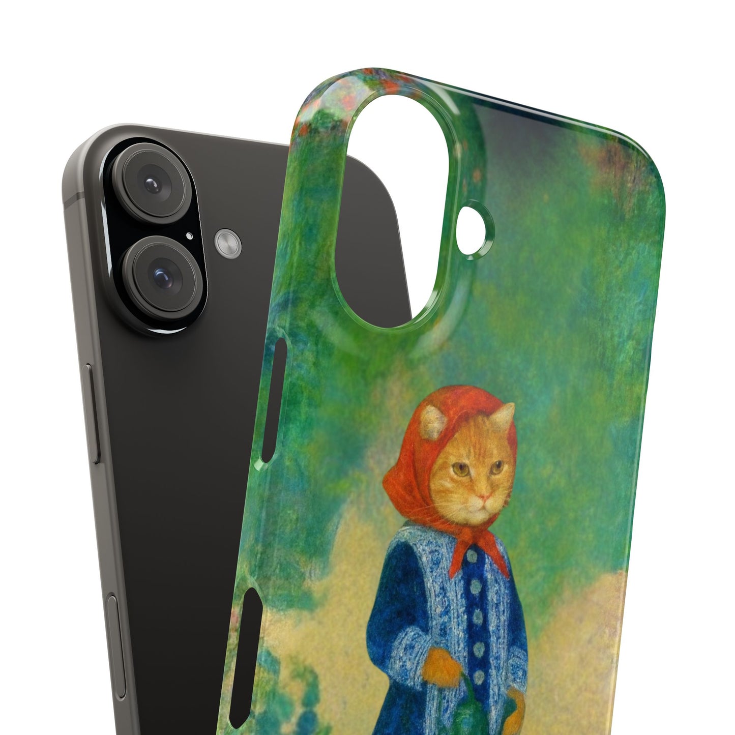 Babushka Cat With a Watering Can x Renoir Funny Art  Slim Phone Case