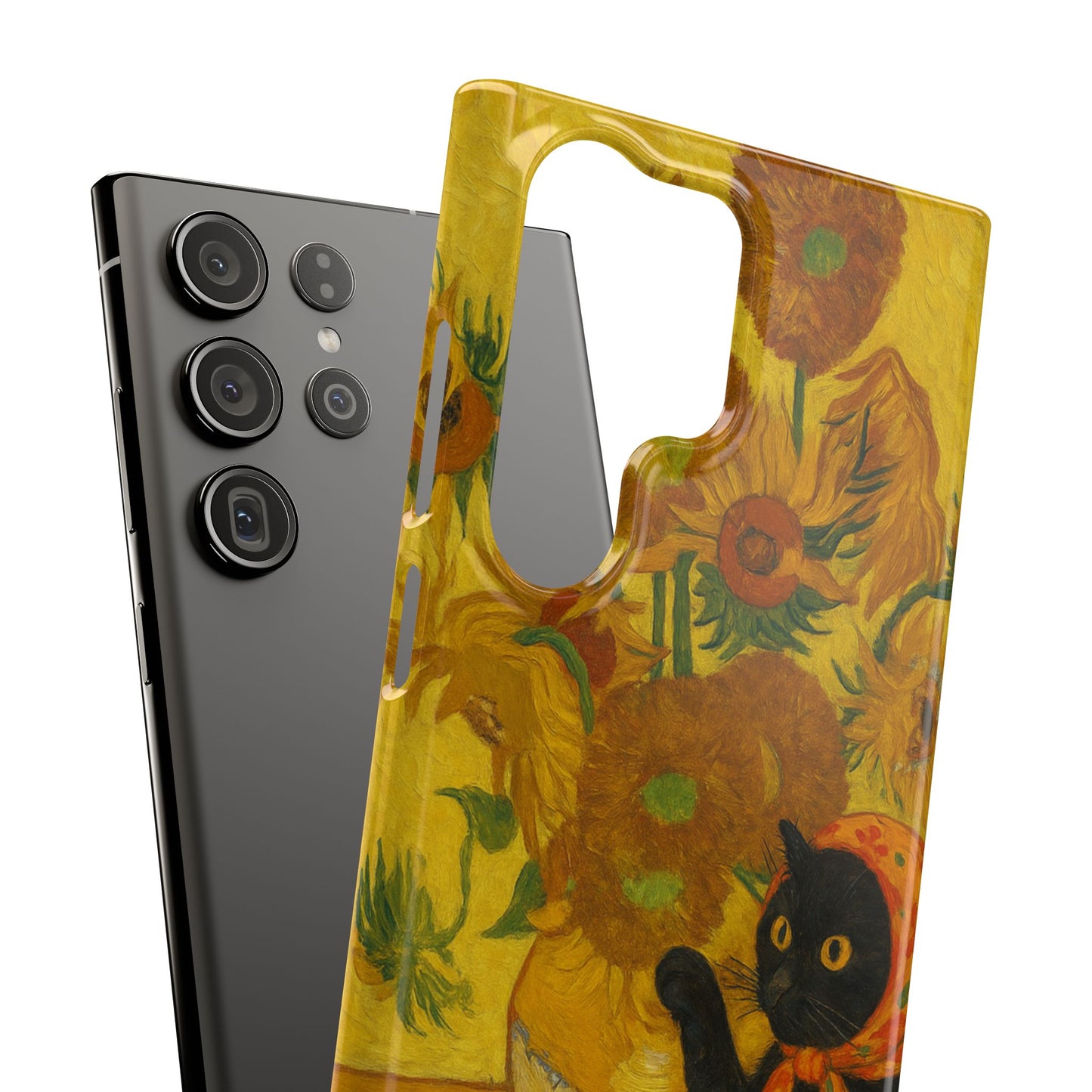 Babushka Cat Van Gogh Sunflowers Snap Phone Case