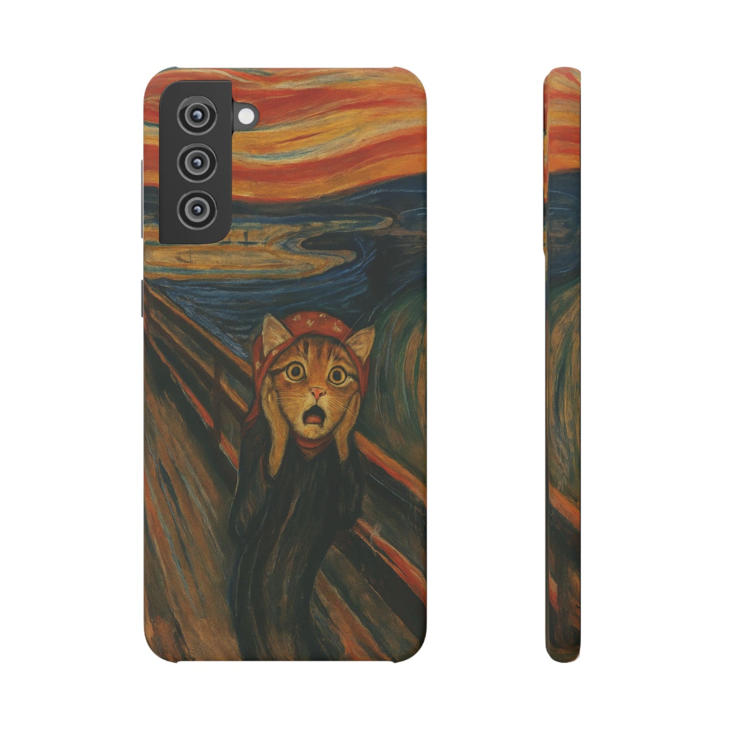 Babushka Cat x Edvard Munch The Scream Parody Art Snap Case