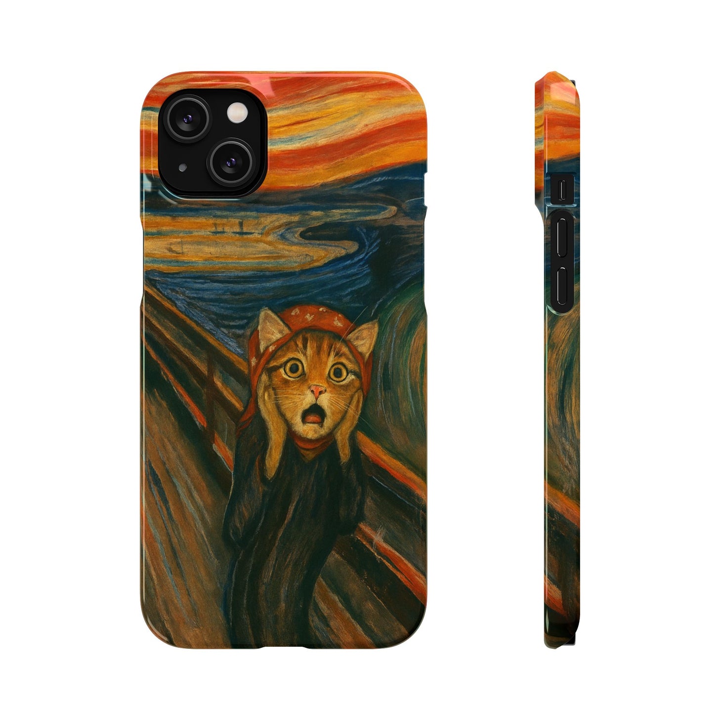 Babushka Cat x Edvard Munch The Scream Parody Art Snap Case