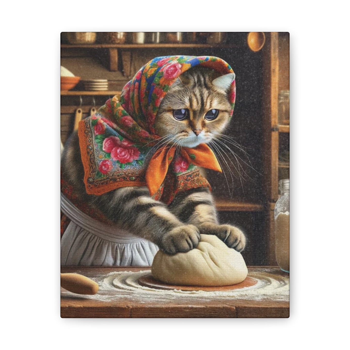 Babushka Cat Kneads Cat Wall Art