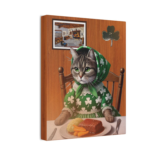 Lucky Irish Babushka Kitty Kitschy Cat Art