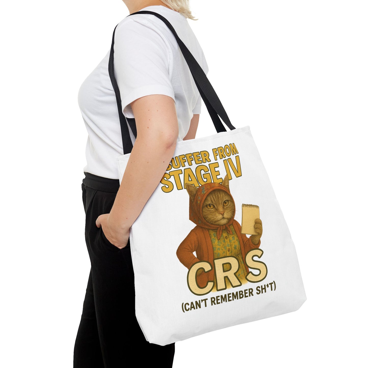 Babushka Cat Tote Bag, Aging Humor for Cat Lovers