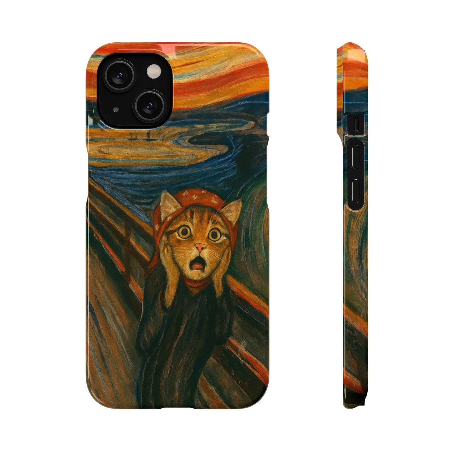 Babushka Cat x Edvard Munch The Scream Parody Art Snap Case