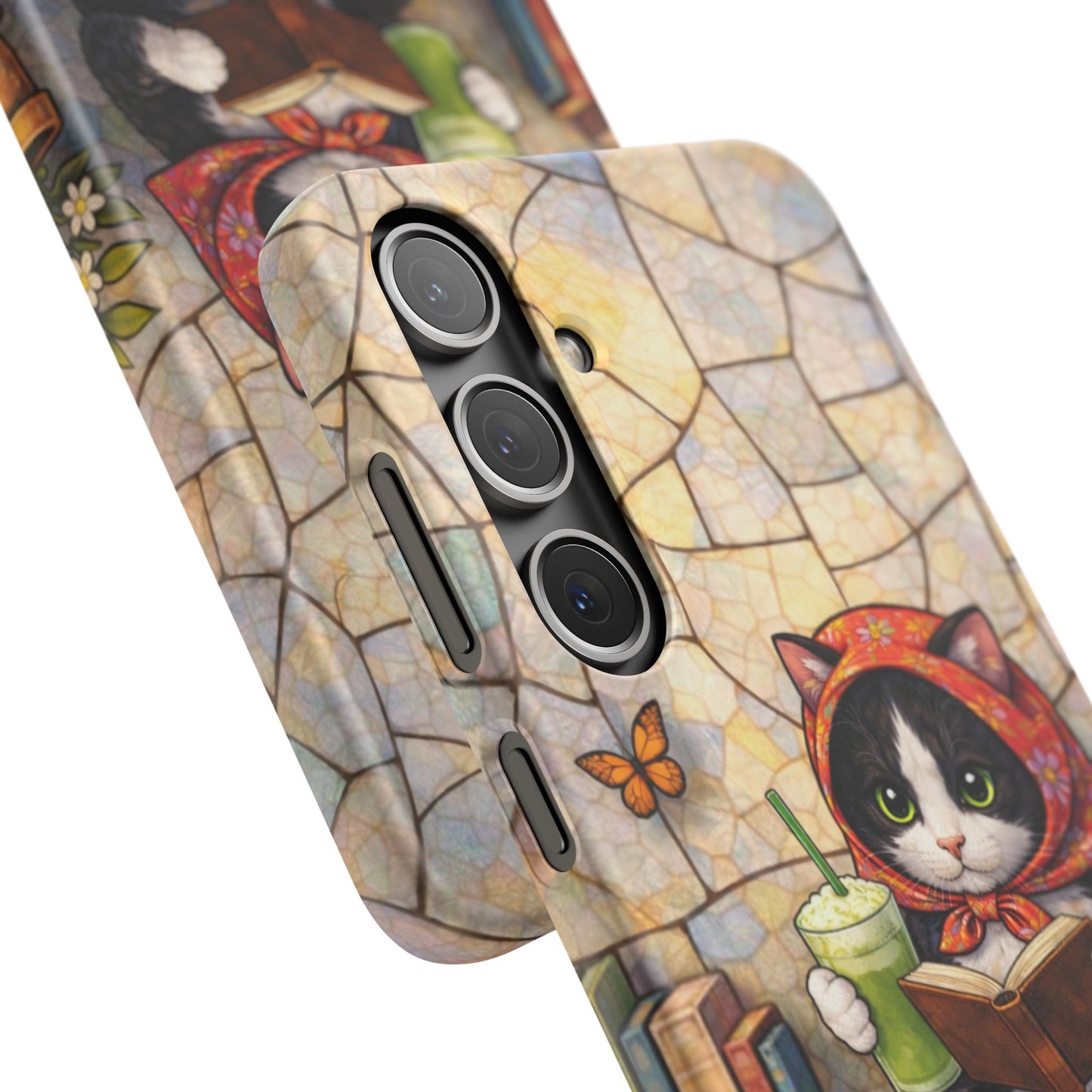 Babushka Cat Reads, Tuxedo Cat Literary Snap Phone Case