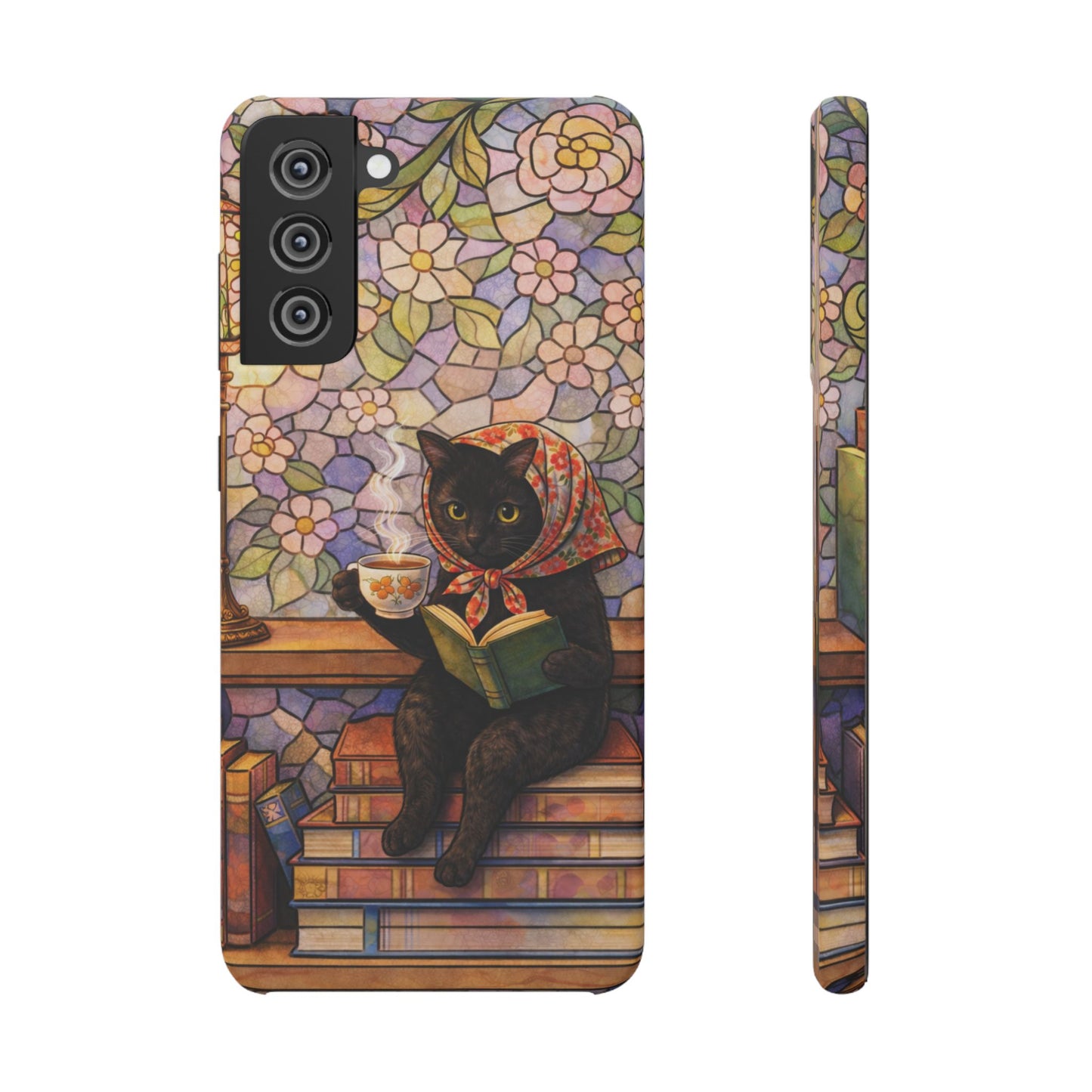 Babushka Cat Reads Artistic Literary Snap Phone Cases